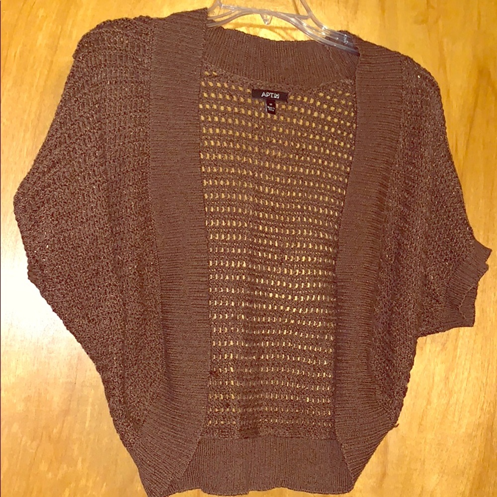 Apt. 9 Brown Open-Weave Short Sleeve Cardigan